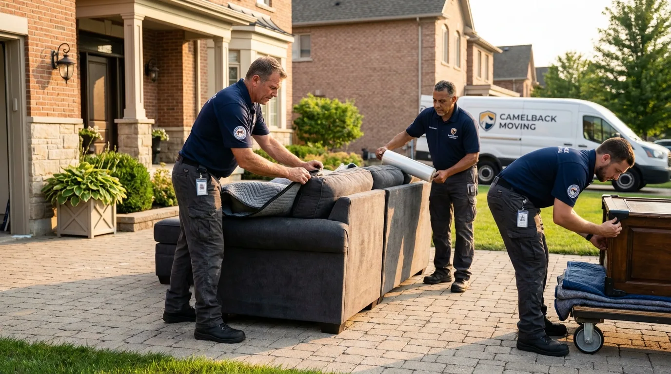 Large estate moving crew wrapping furniture in Big Sky, MT